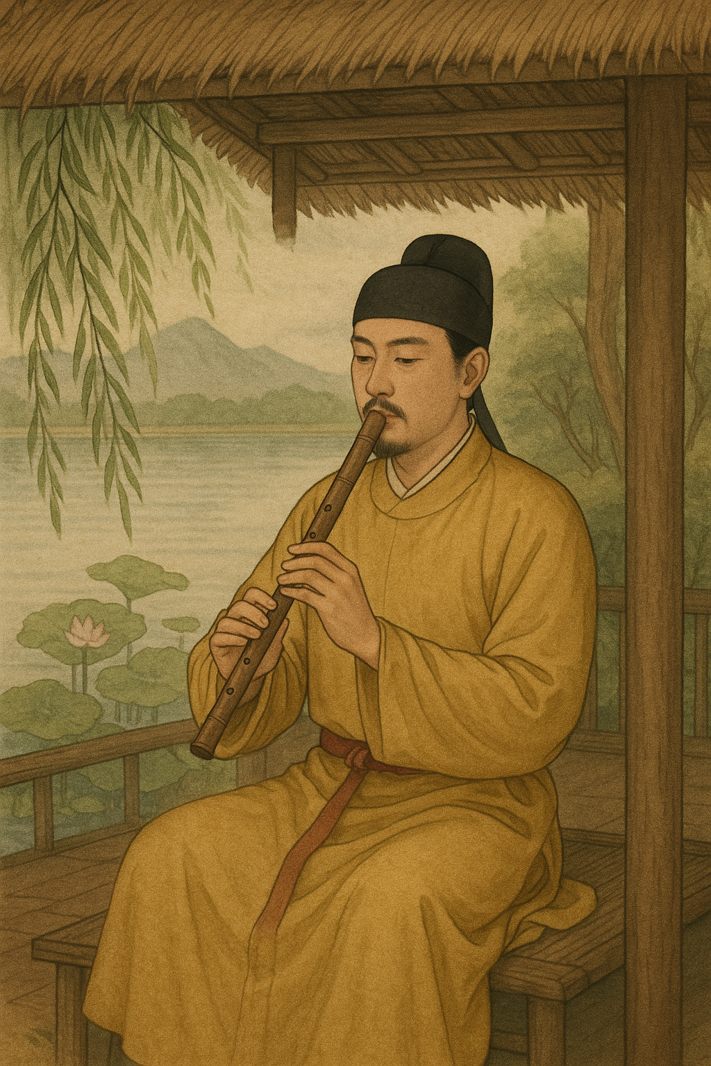 「簫（しょう）」を吹く人物（イメージ画像）